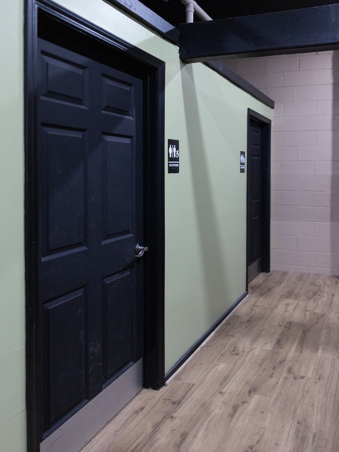 Clean restrooms off the academy lobby